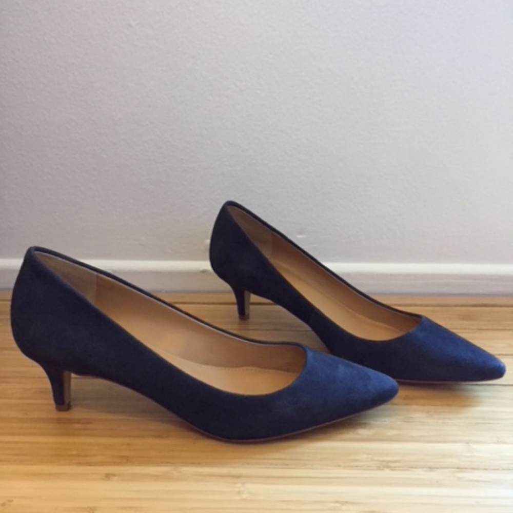 J.CREW Factory Esme Suede Kitten Heels Blue-Gray
